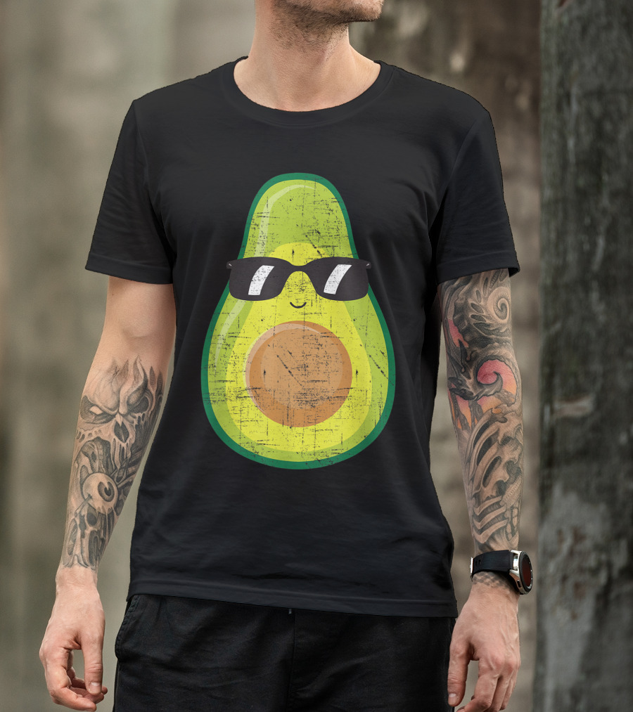 Avocado With Sunglasses Vegan Vegetarian Trendy Cool T-Shirt