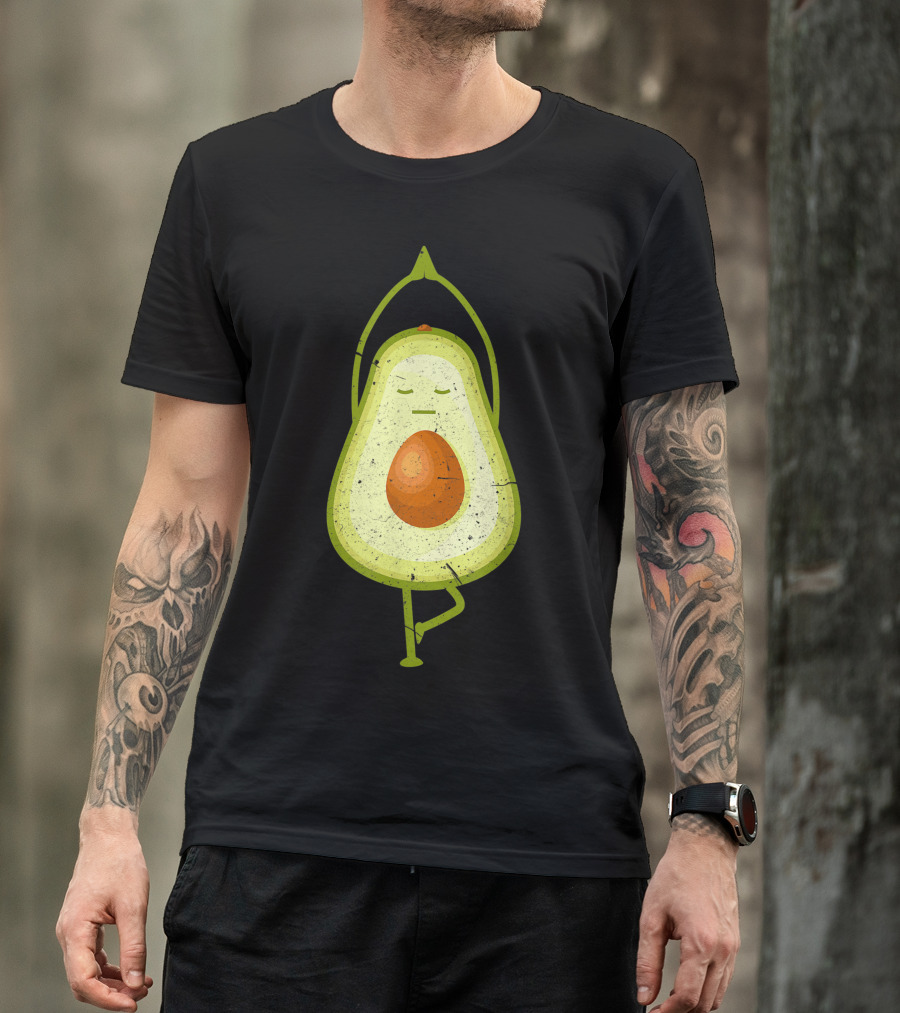 Avocado Yoga Namaste Meditation Vegan Pose T-Shirt