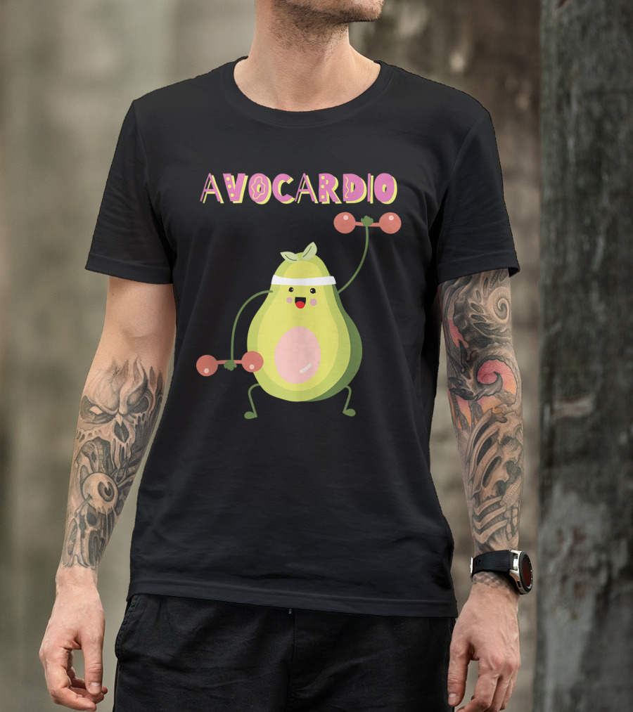 Avocardio Avocado Fitness Workout Avo Cardio Exercise Kg Weightlifting T-Shirt