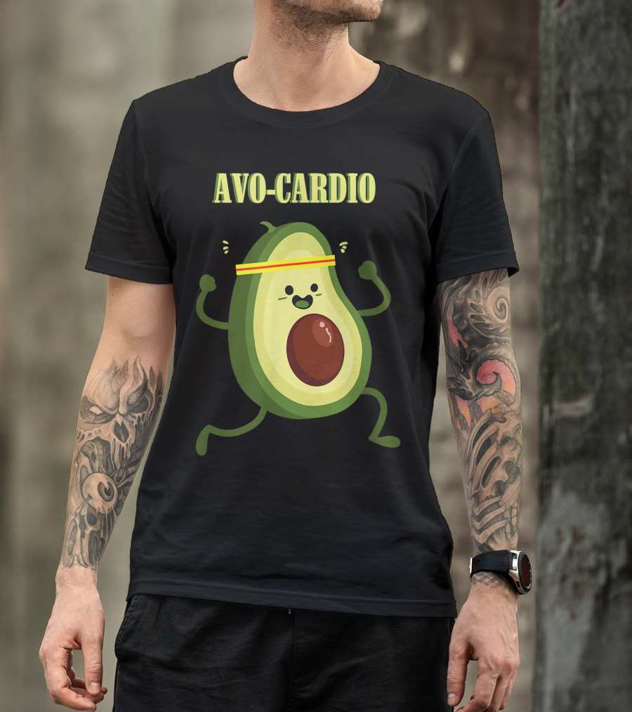 Avo Cardio Avocado Fitness Workout Running Exercise T-Shirt