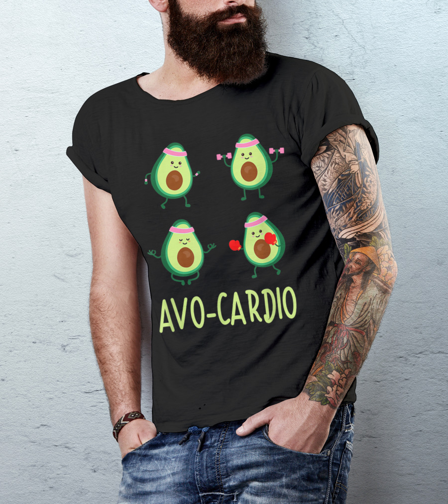 Avo Cardio Avocardio Time Fitness Avocado Vegan Sport Fitness Fun T-Shirt