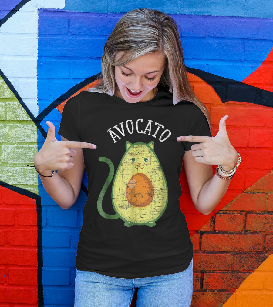 Avocato Adorable Cat Avocado Mashup T-Shirt