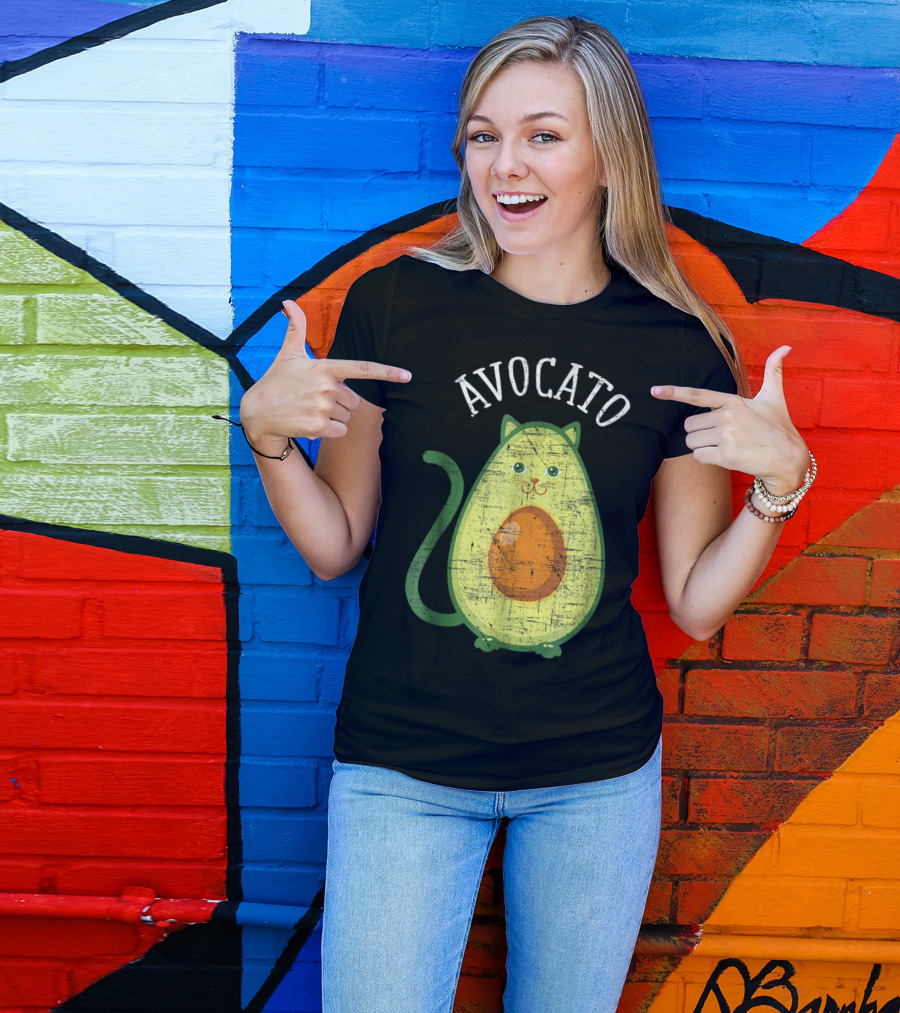 Avocato Adorable Cat Avocado Mashup T-Shirt