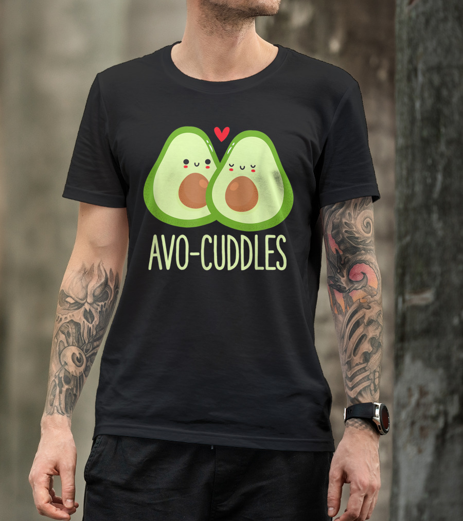 Avo-Cuddles Avocado Vegan Couple Cute Kawaii Valentine's Day T-Shirt