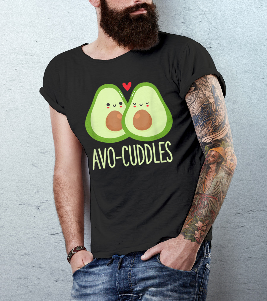 Avo-Cuddles Avocado Vegan Couple Cute Kawaii Valentine's Day T-Shirt