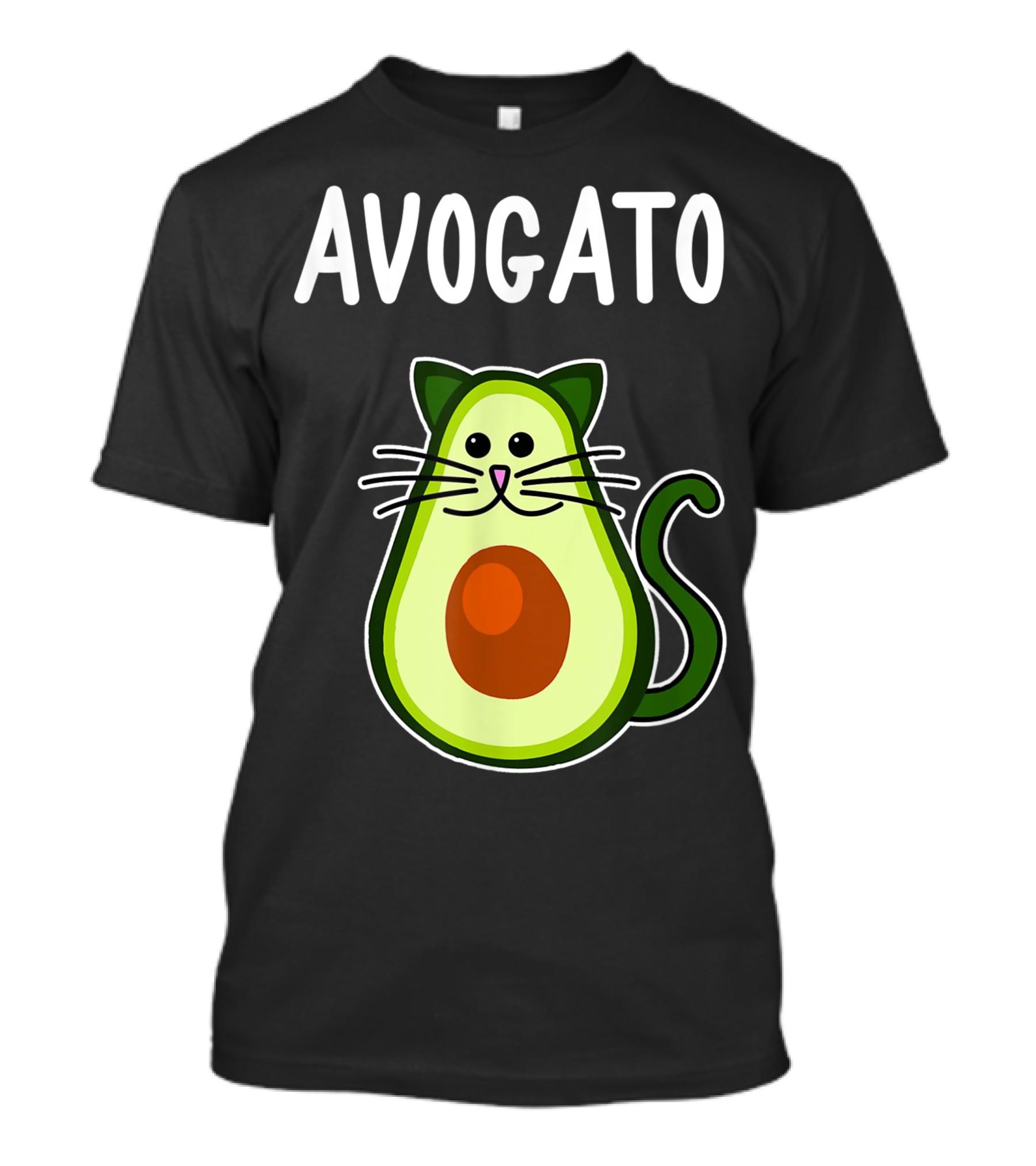 Avogato Avocado Cat Cute Playful Whiskers Green Ears Tail T-Shirt