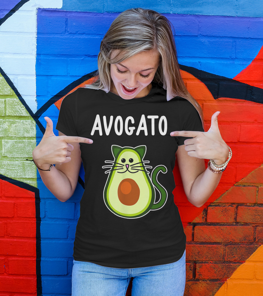 Avogato Avocado Cat Cute Playful Whiskers Green Ears Tail T-Shirt