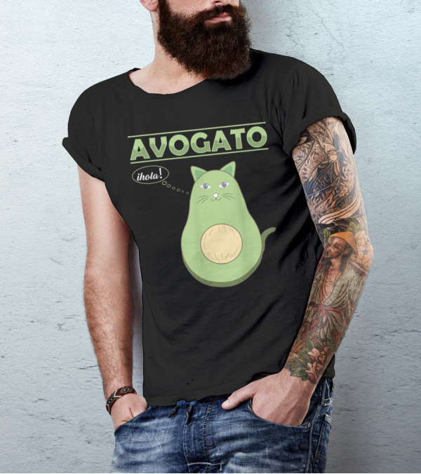 Avogato Cute Avocado Cat Lover Face Sarcastic ¡Hola T-Shirt