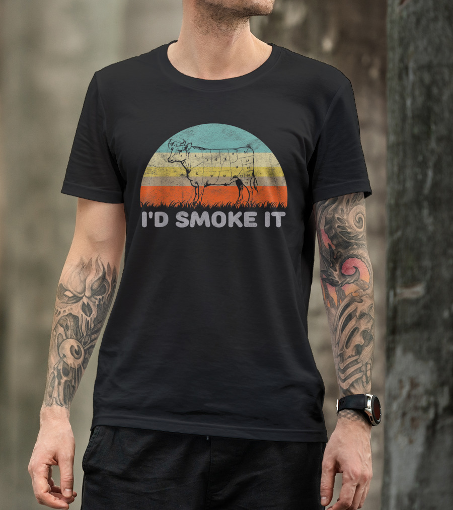 I'd Smoke It Vintage Cow BBQ T-Shirt