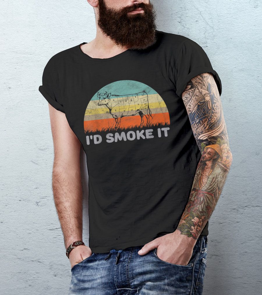 I'd Smoke It Vintage Cow BBQ T-Shirt