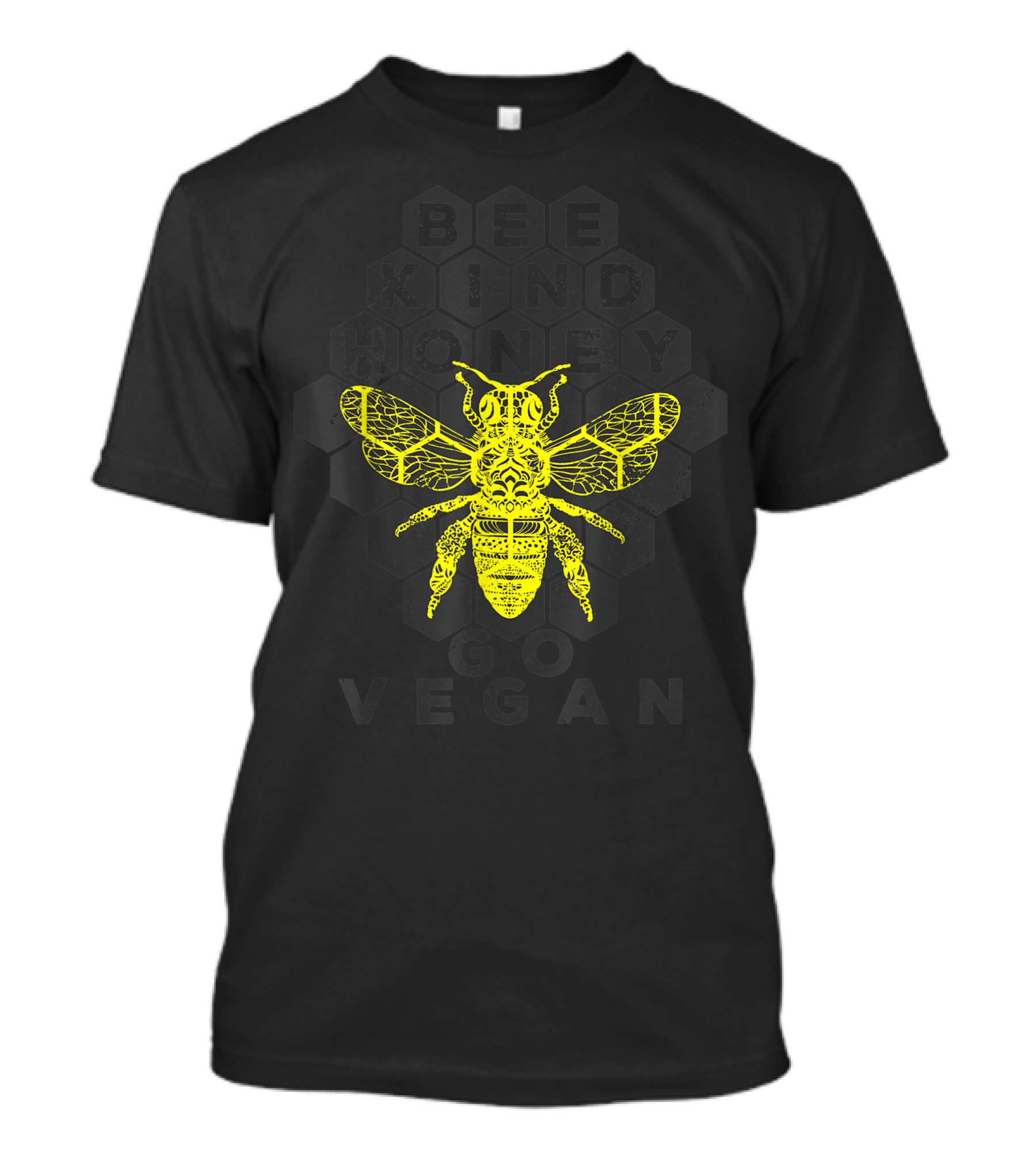 Bee Kind Honeycomb Go Vegan With Yellow Bee T-Shirt