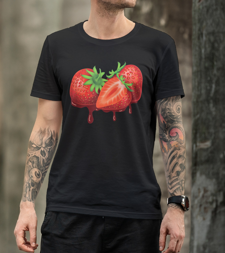 Berry Lover Beautiful Strawberries Fruit Lover No Dripping Juicy Red Berries T-Shirt