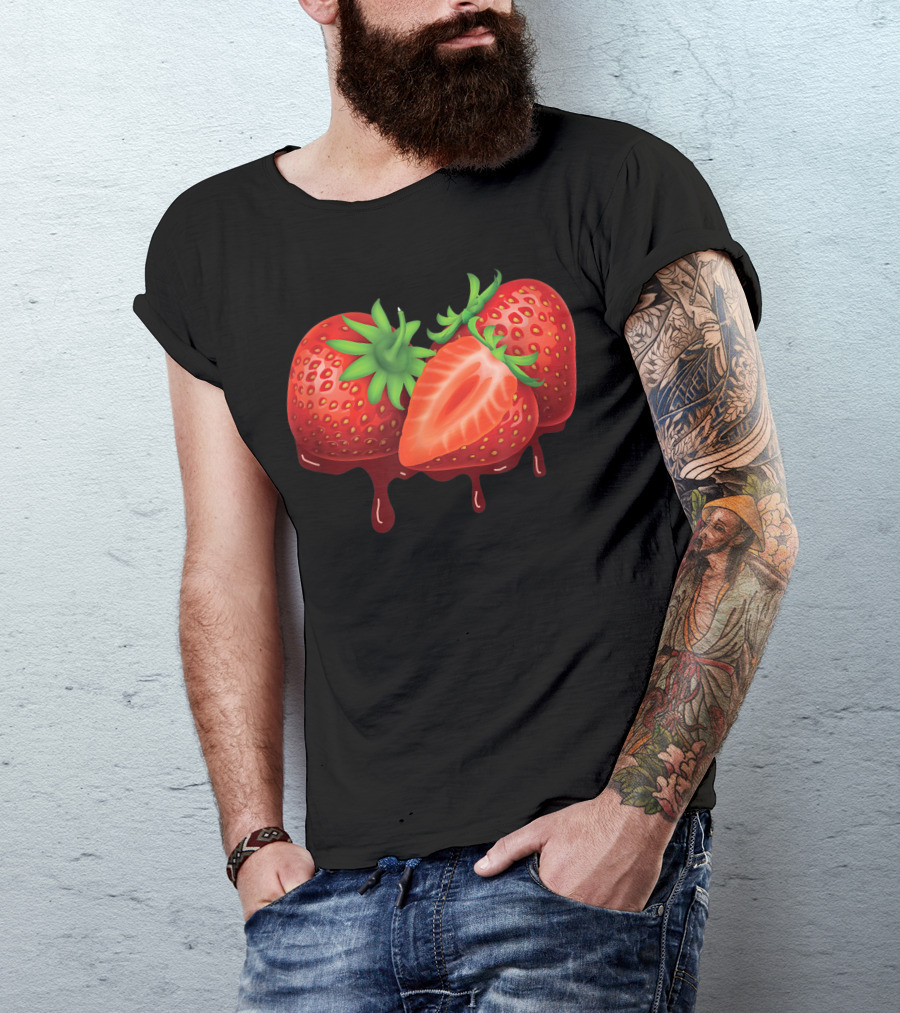 Berry Lover Beautiful Strawberries Fruit Lover No Dripping Juicy Red Berries T-Shirt