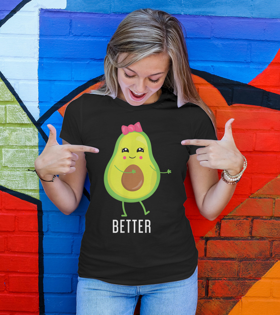Better Half Avocado With Pink Bow And Cheerful Expression T-Shirt