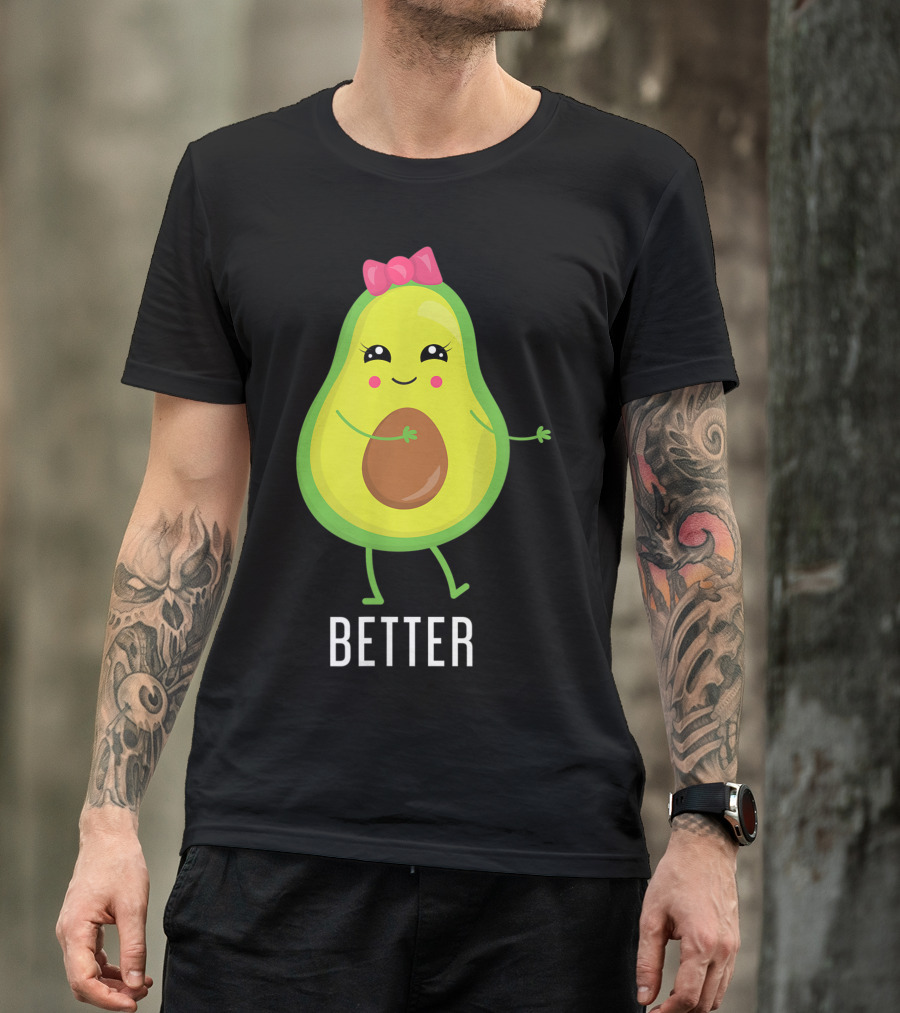Better Half Avocado With Pink Bow And Cheerful Expression T-Shirt