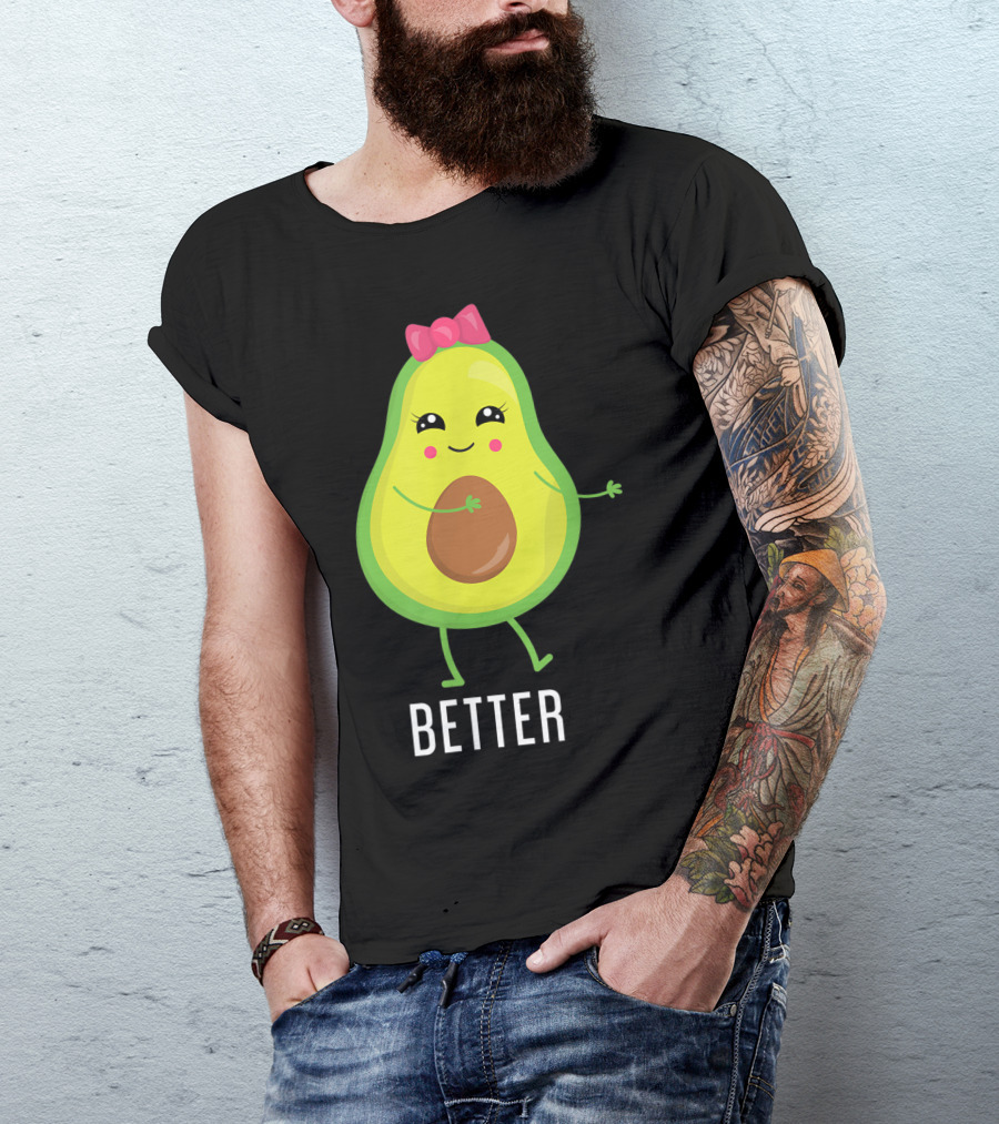 Better Half Avocado With Pink Bow And Cheerful Expression T-Shirt