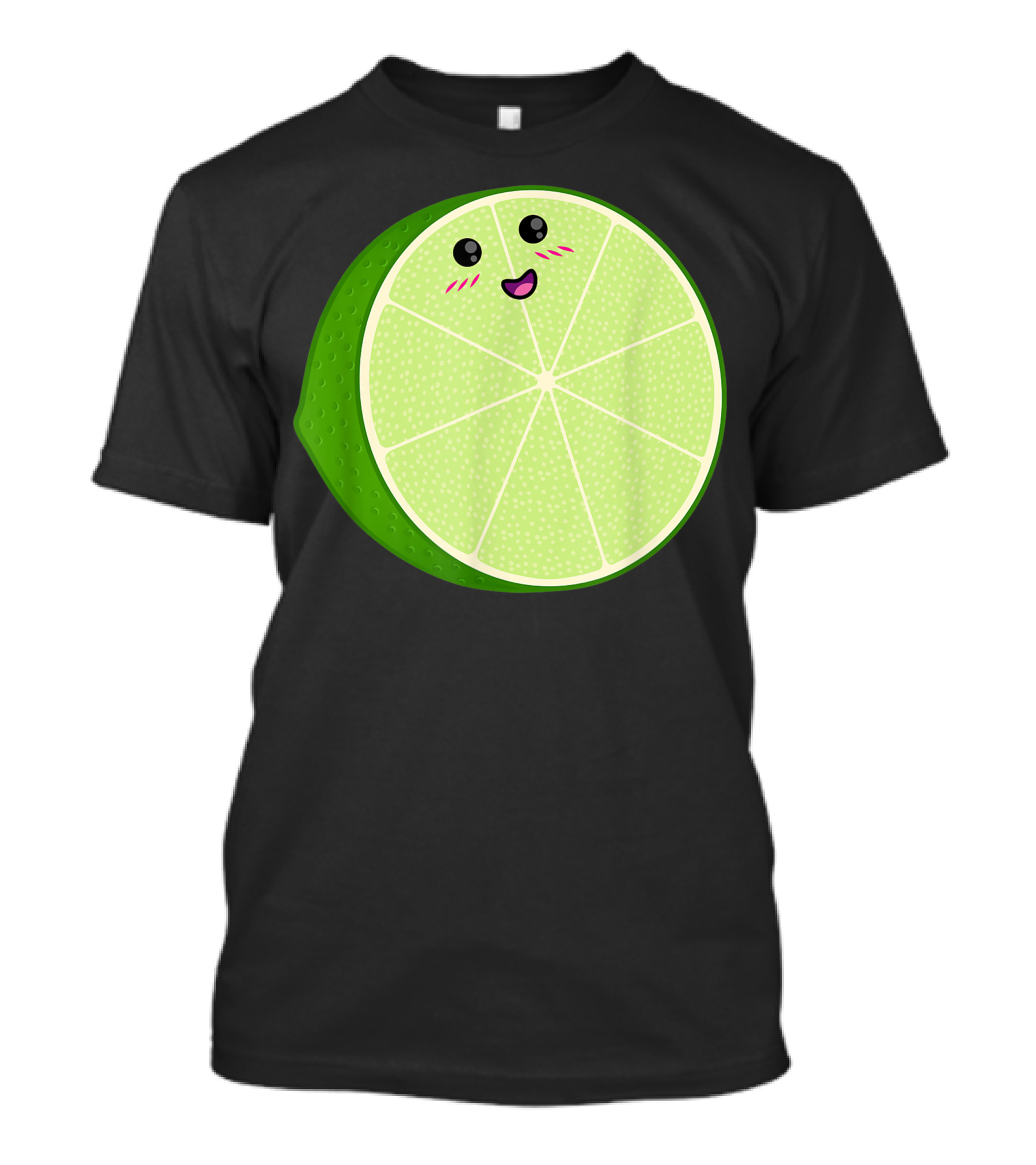 Big Sliced Lime Kawaii Halloween Citrus Fruit Face T-Shirt