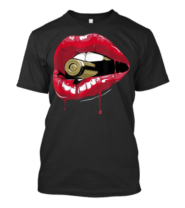 Biting The Bullet Red Lipstick Lips Crooks And Castles T-Shirt