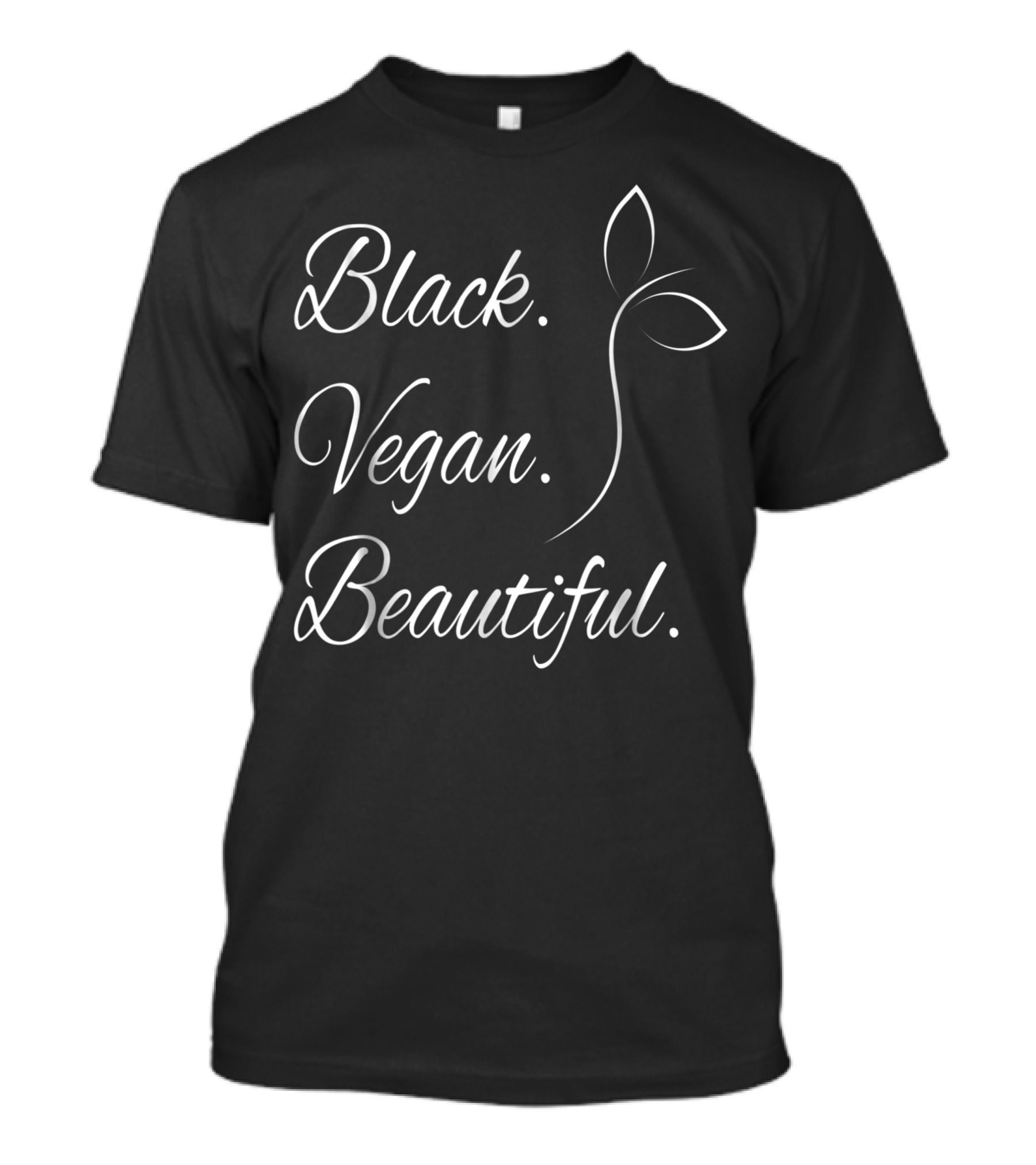 Black Vegan Beautiful Leaf T-Shirt