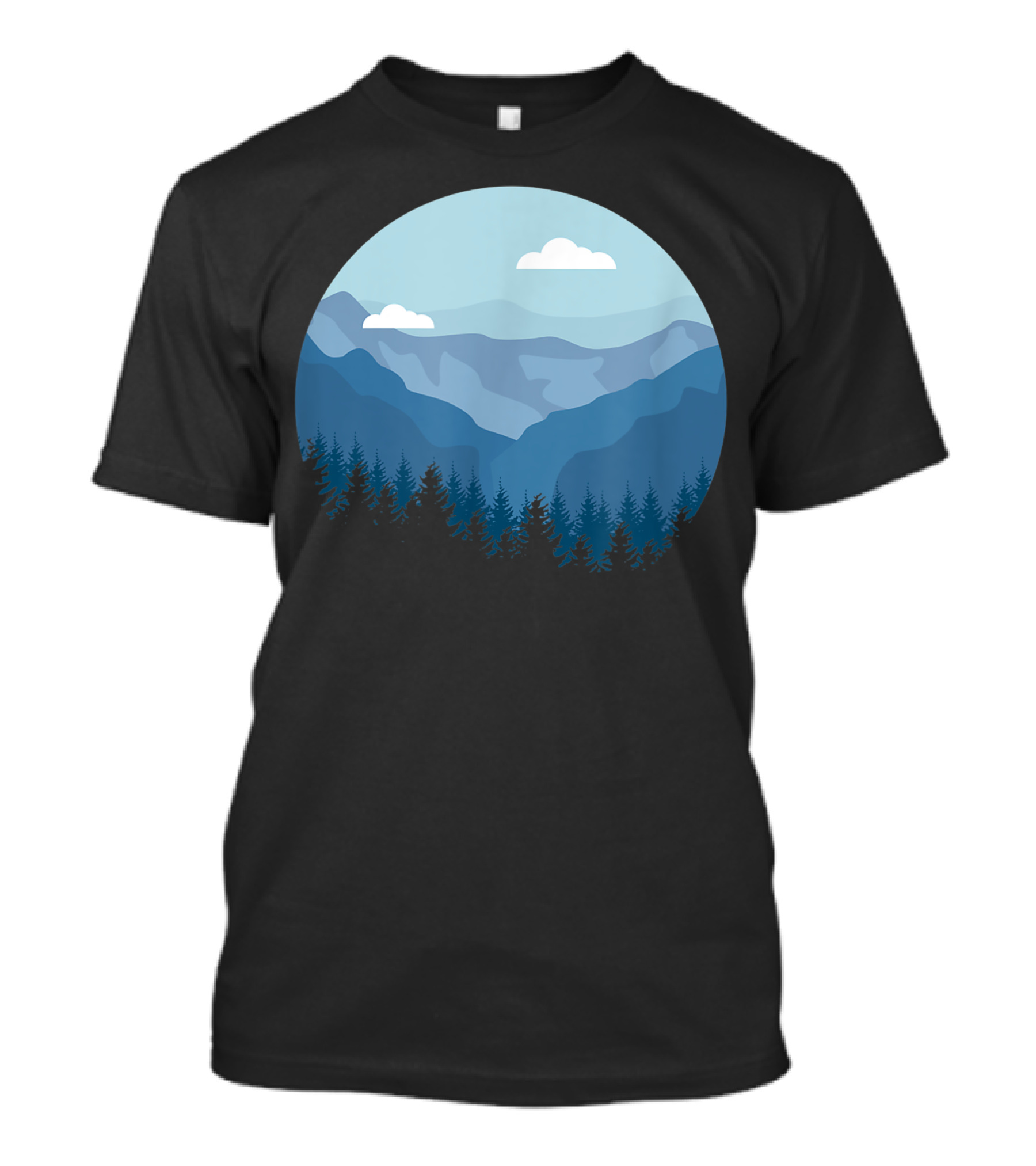 Blue Mountain And Forest Scene Circular T-Shirt