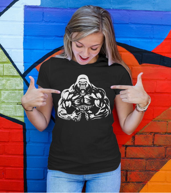 Bodybuilding Gorilla Ready For Gym Workout Power Challenge T-Shirt