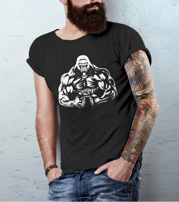 Bodybuilding Gorilla Ready For Gym Workout Power Challenge T-Shirt
