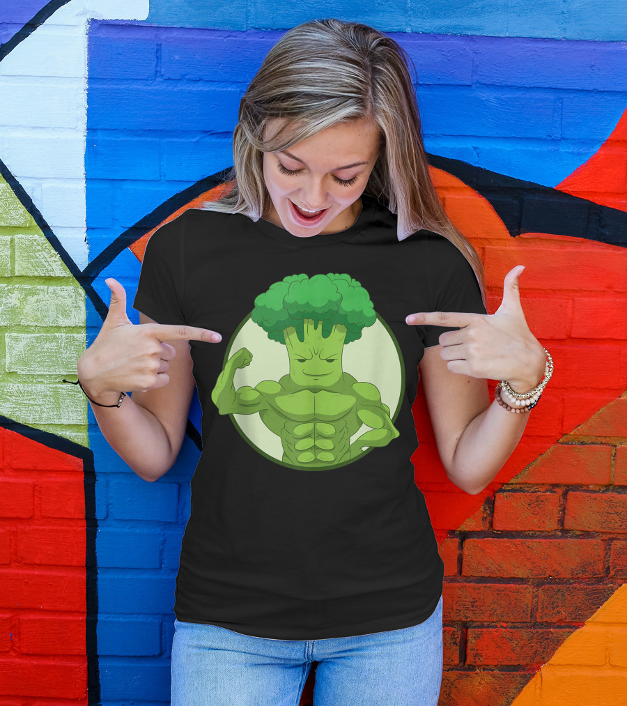 Broccoholic Muscular Plant Power Lifter I Love Broccoli T-Shirt