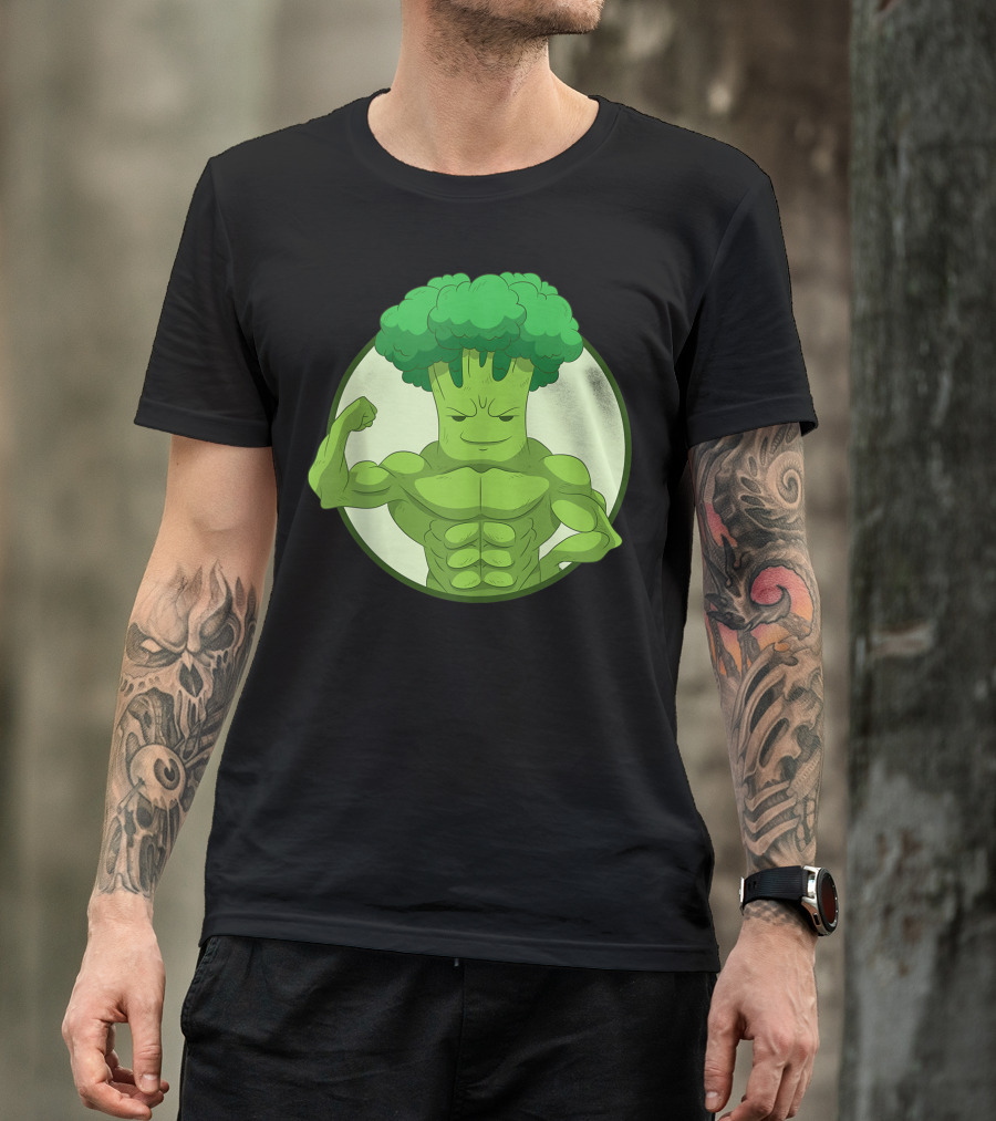Broccoholic Muscular Plant Power Lifter I Love Broccoli T-Shirt