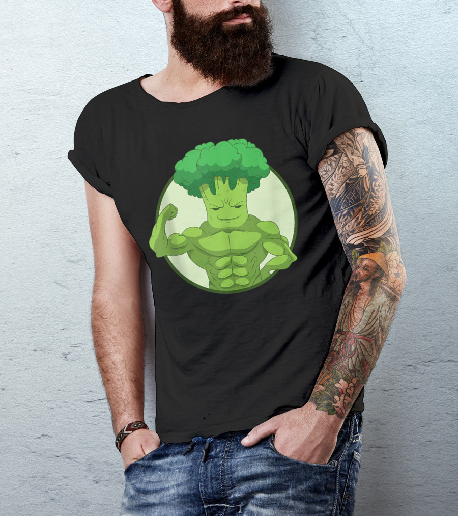 Broccoholic Muscular Plant Power Lifter I Love Broccoli T-Shirt