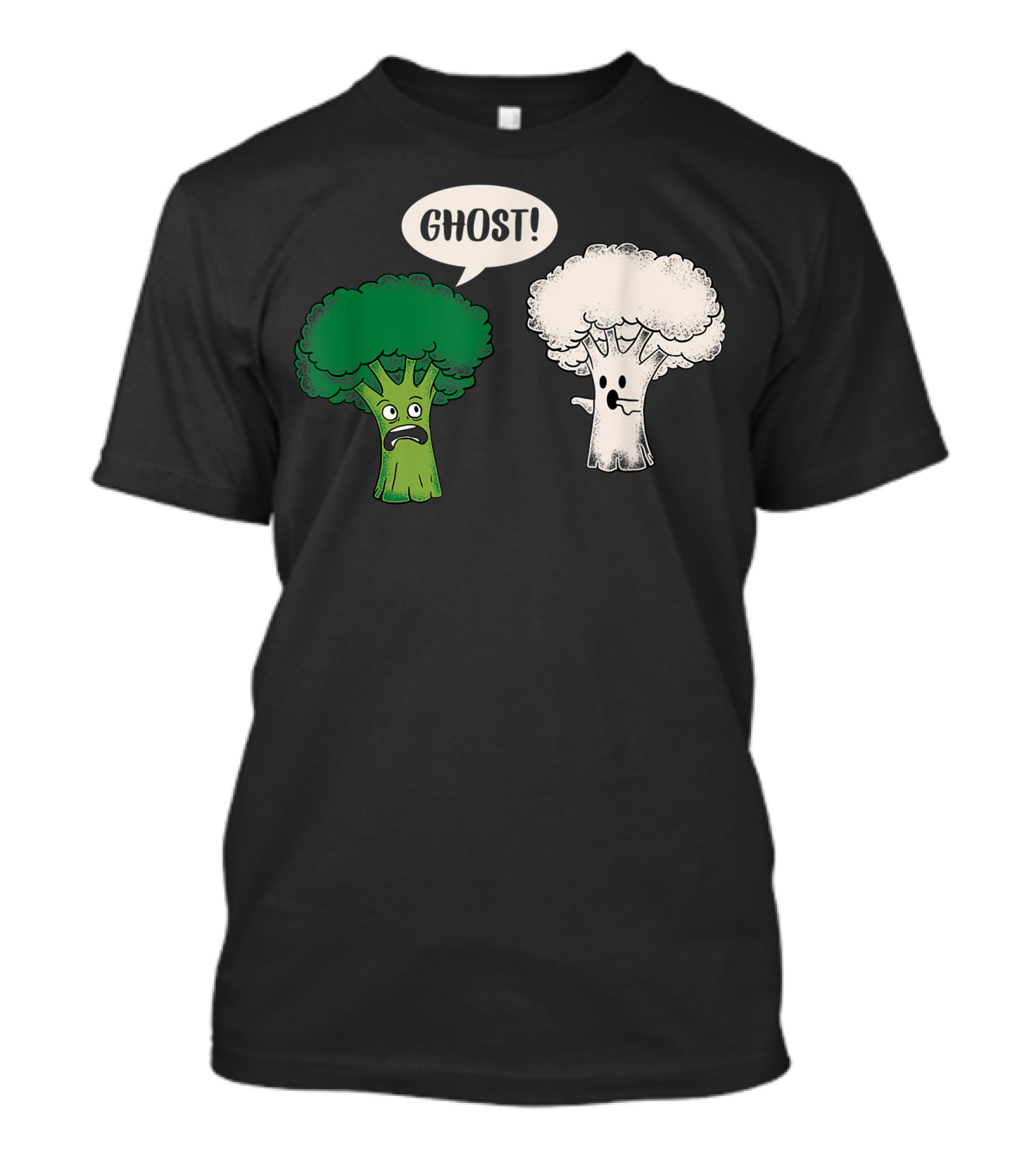Broccoli Cauliflower Ghost Vegetarian Vegetable Funny Comic T-Shirt