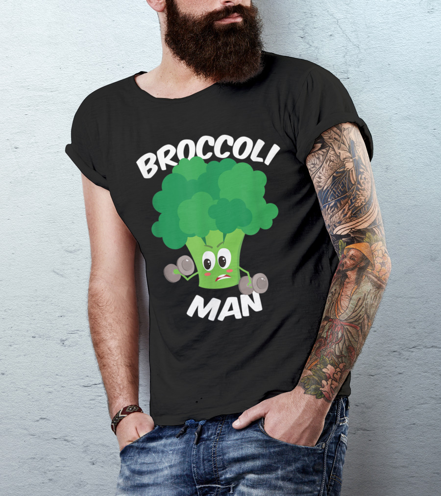 Broccoli Man Fitness Cartoon Vegetables T-Shirt