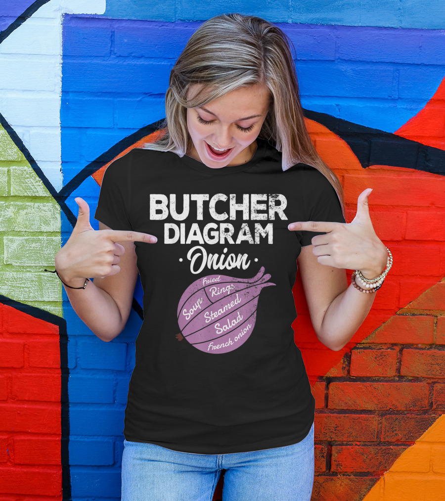 Butcher Diagram Onion Fried Rings Soup Steamed Salad French Onion T-Shirt