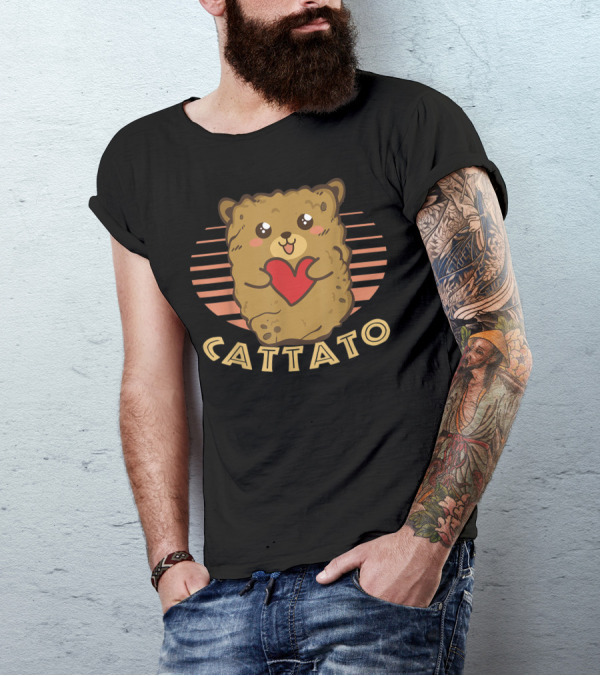 Cattato Cute Cat Potato With Heart Graphic Hilarious T-Shirt