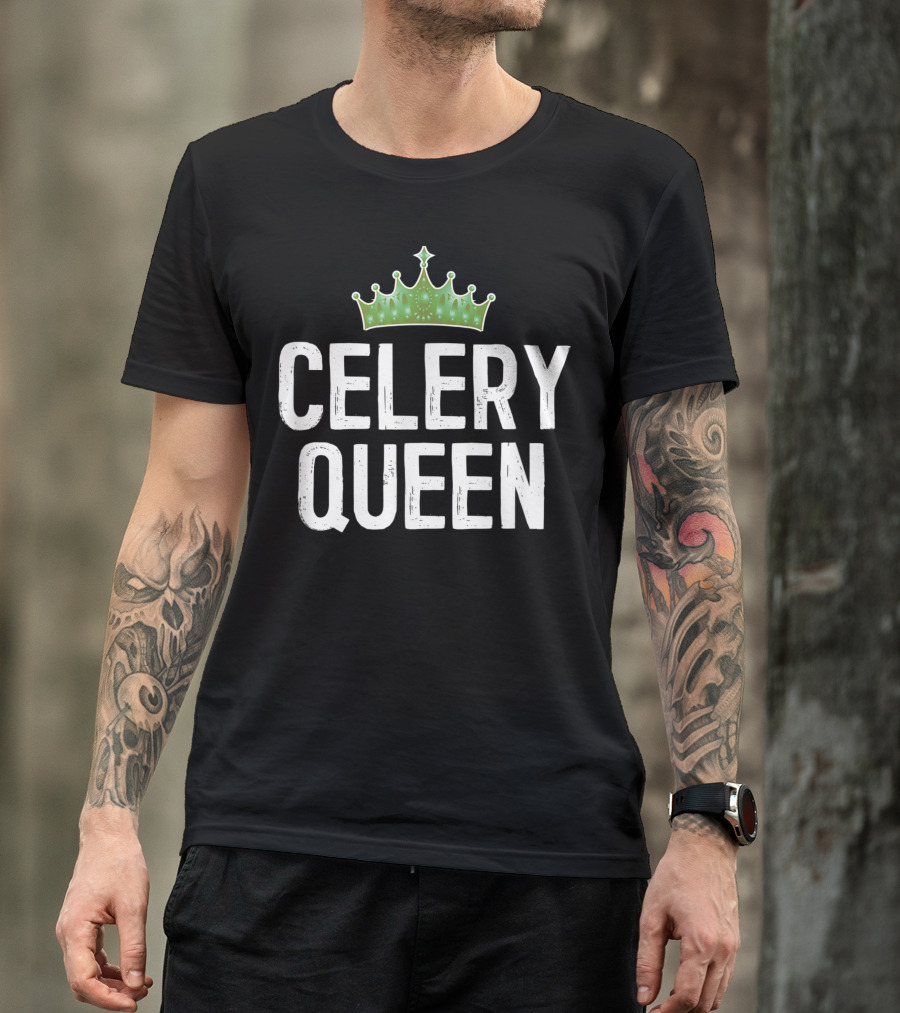 Celery Queen Vegan With Green Crown T-Shirt