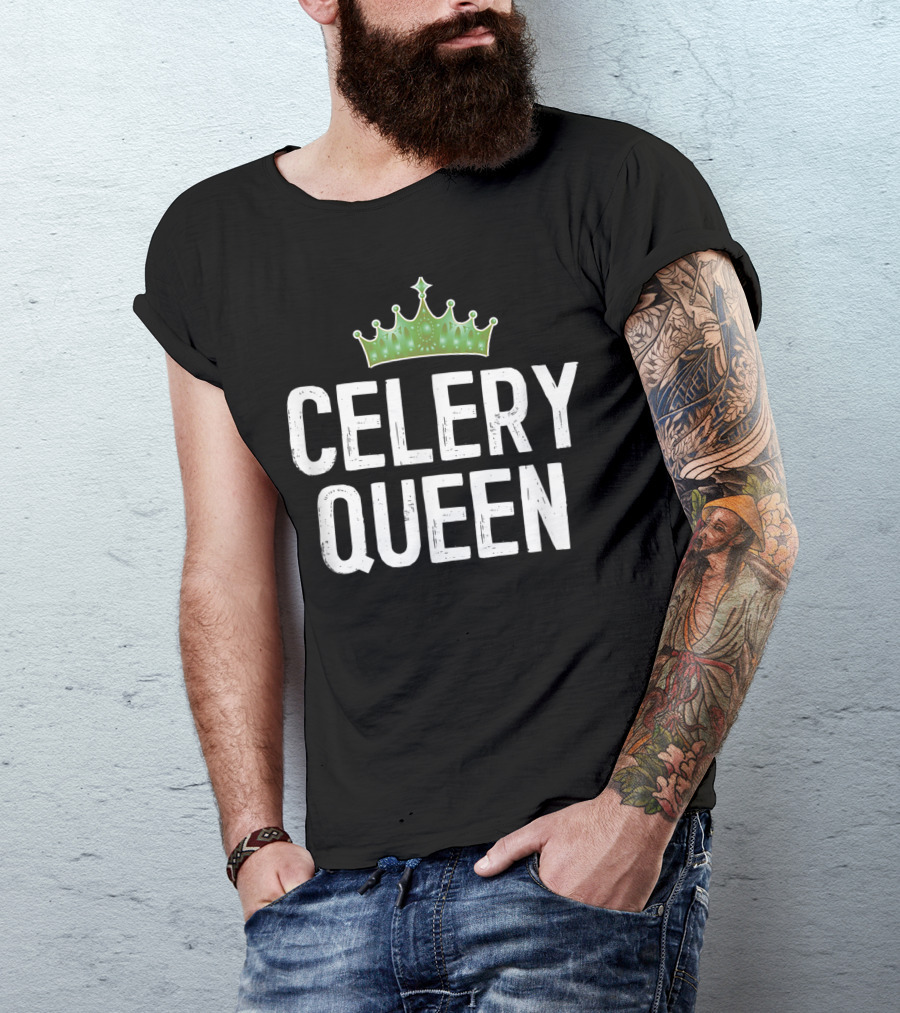 Celery Queen Vegan With Green Crown T-Shirt