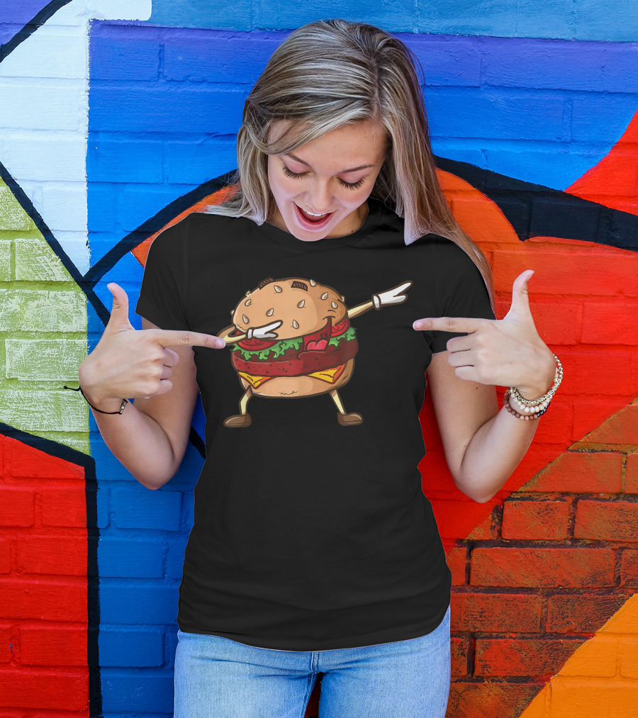 Cheeseburger Dab Pose National Burger Day Dabbing Dance Pun T-Shirt