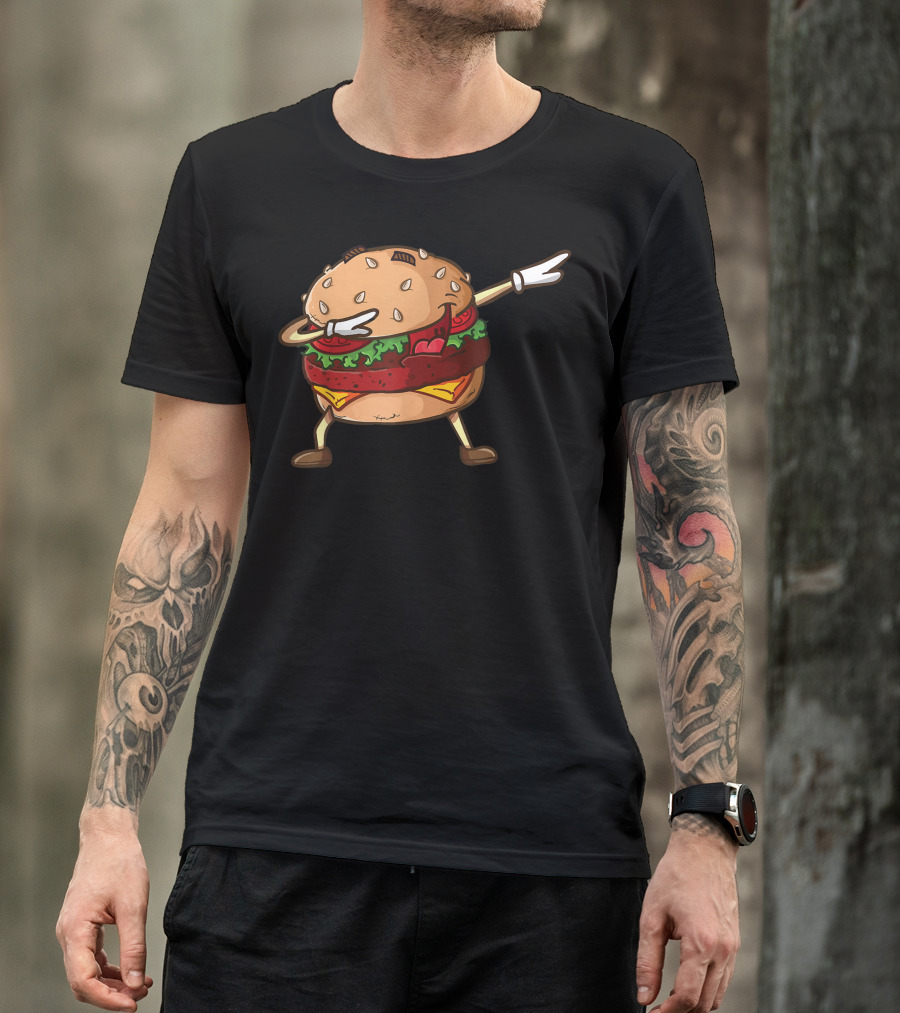 Cheeseburger Dab Pose National Burger Day Dabbing Dance Pun T-Shirt