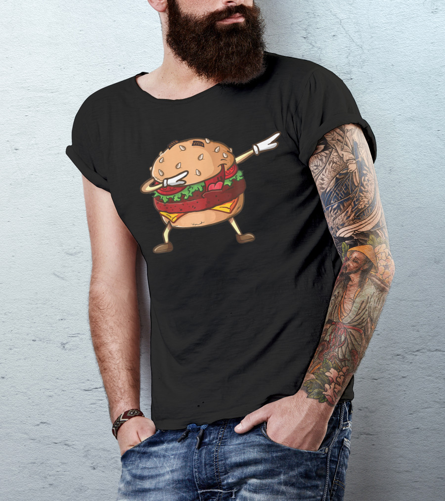 Cheeseburger Dab Pose National Burger Day Dabbing Dance Pun T-Shirt