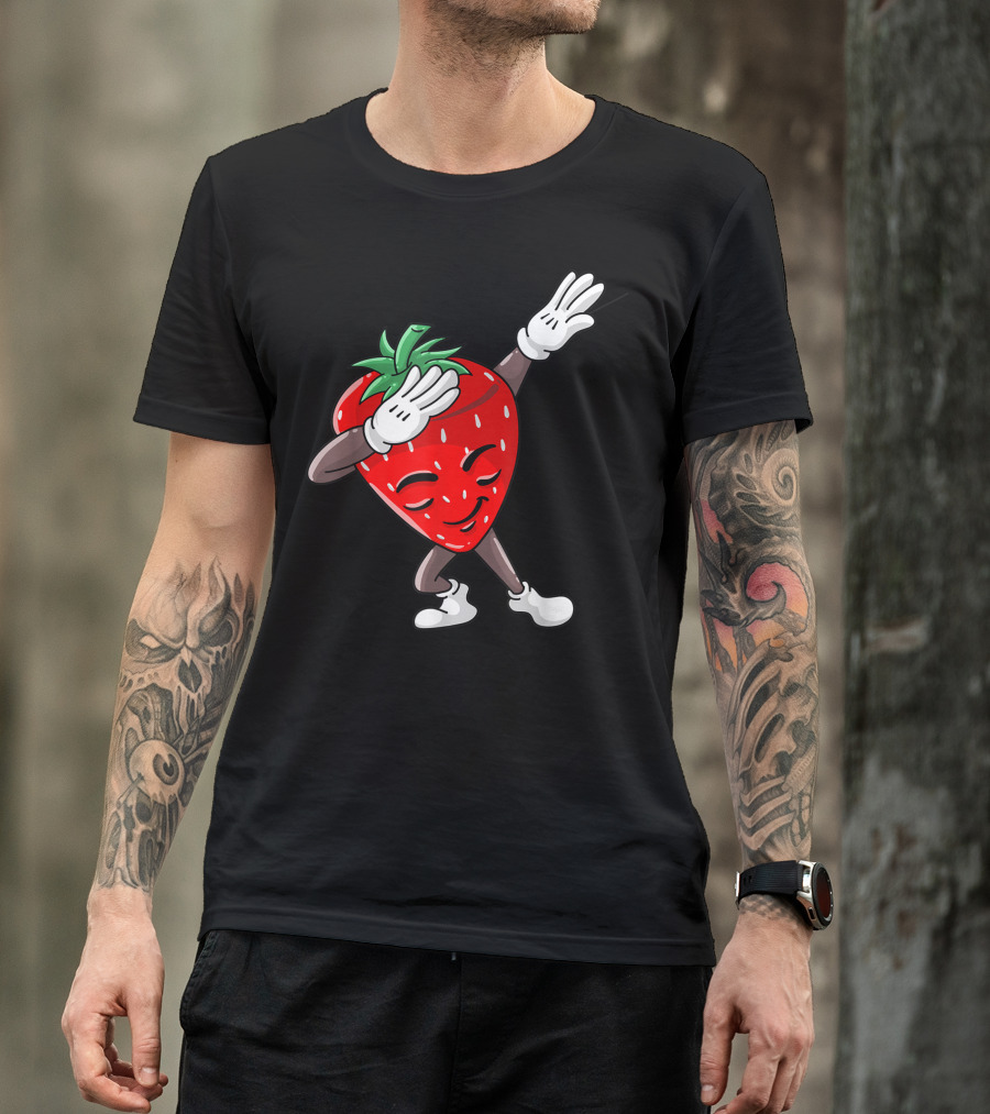Cool Sweet Fruit Dabbing Strawberry Love Dancer T-Shirt