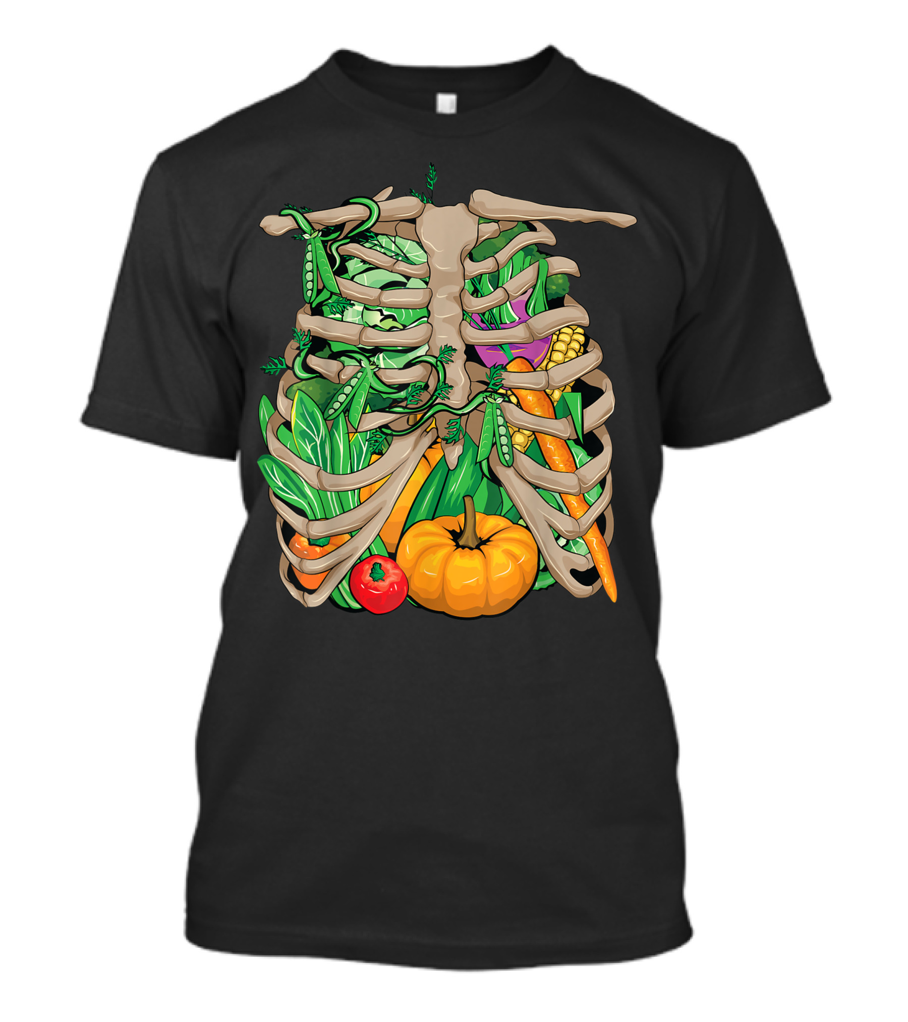 Lazy Halloween Skeleton With Cool Vegetable Costume T-Shirt