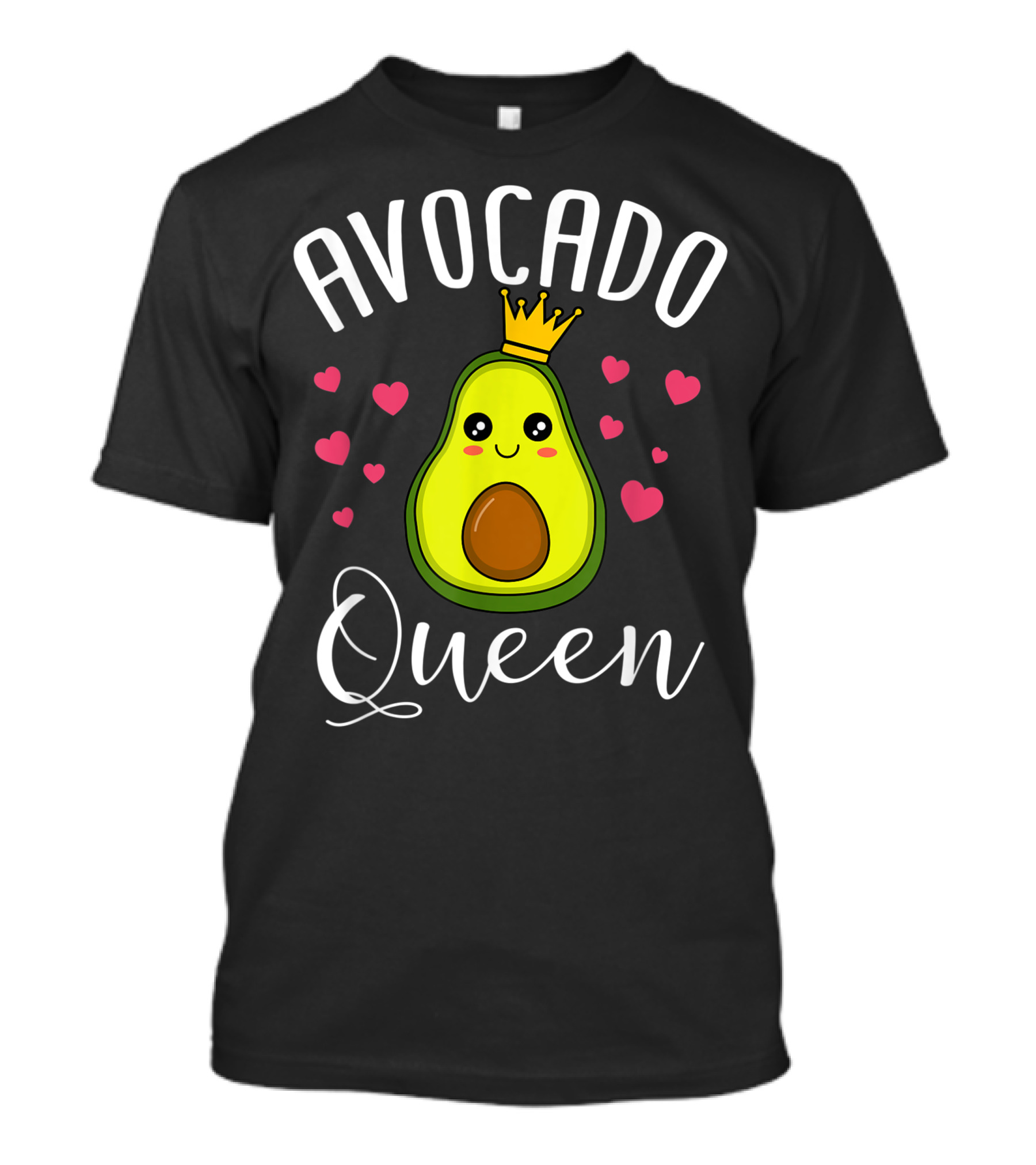 Avocado Queen Cute Vegan With Hearts And Crown T-Shirt