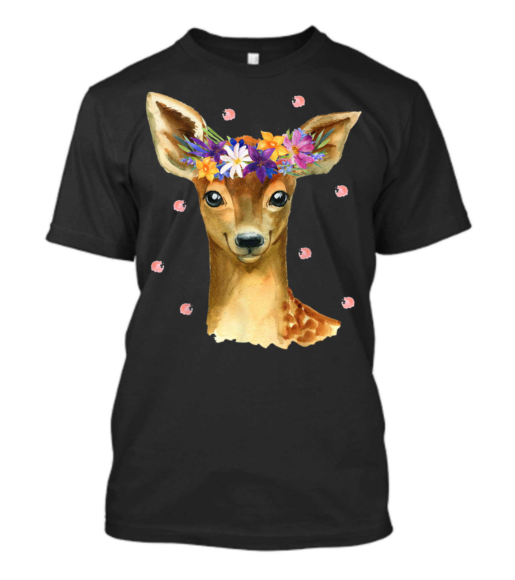 Cute Deer Girl Fawn Deer Costume Floral Crown Deer 9P T-Shirt