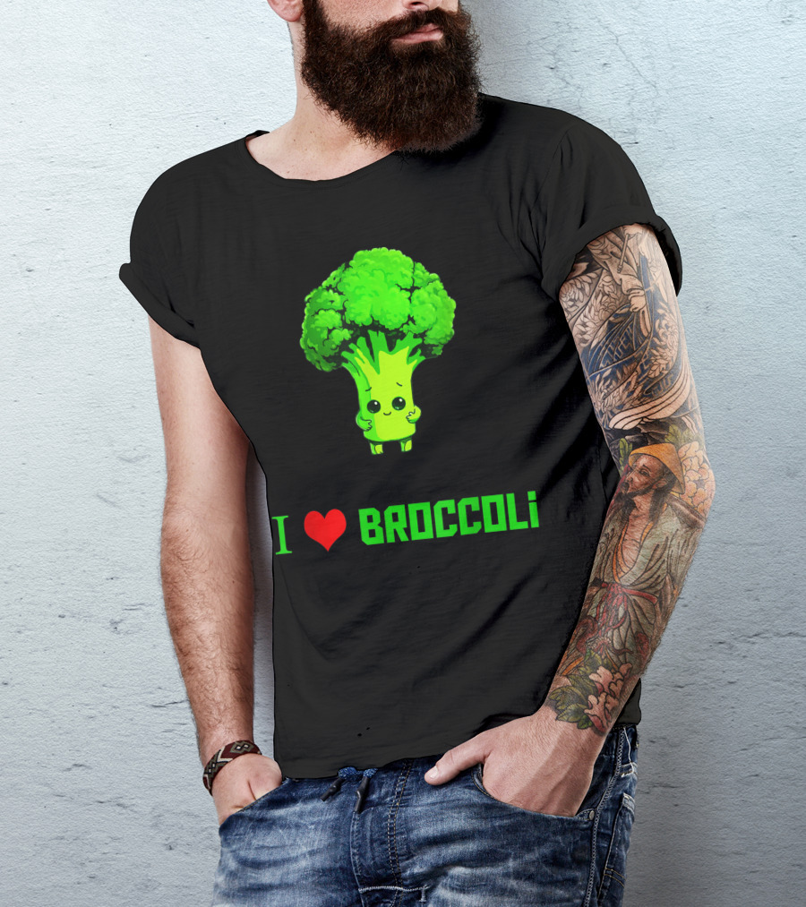 I Love Broccoli Cute Cool Vegan Veggie Lover T-Shirt