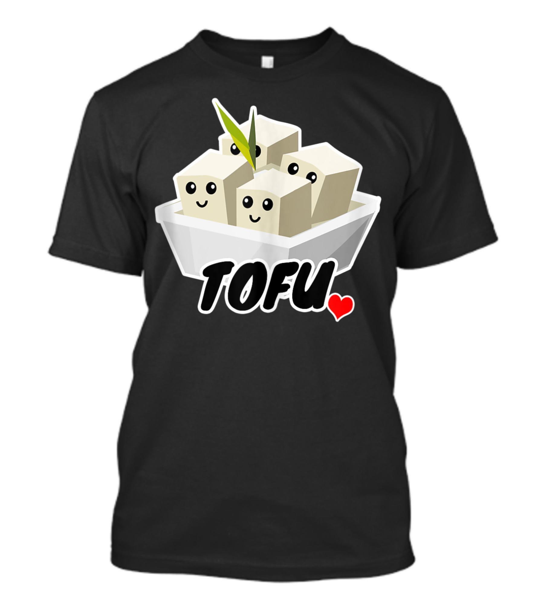 Cute Tofu Happy Cubes With Heart And Leaf In Bowl T-Shirt