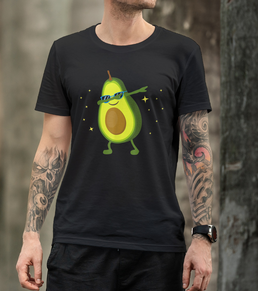 Dabbing Avocado Sunglasses Vegan Stars T-Shirt