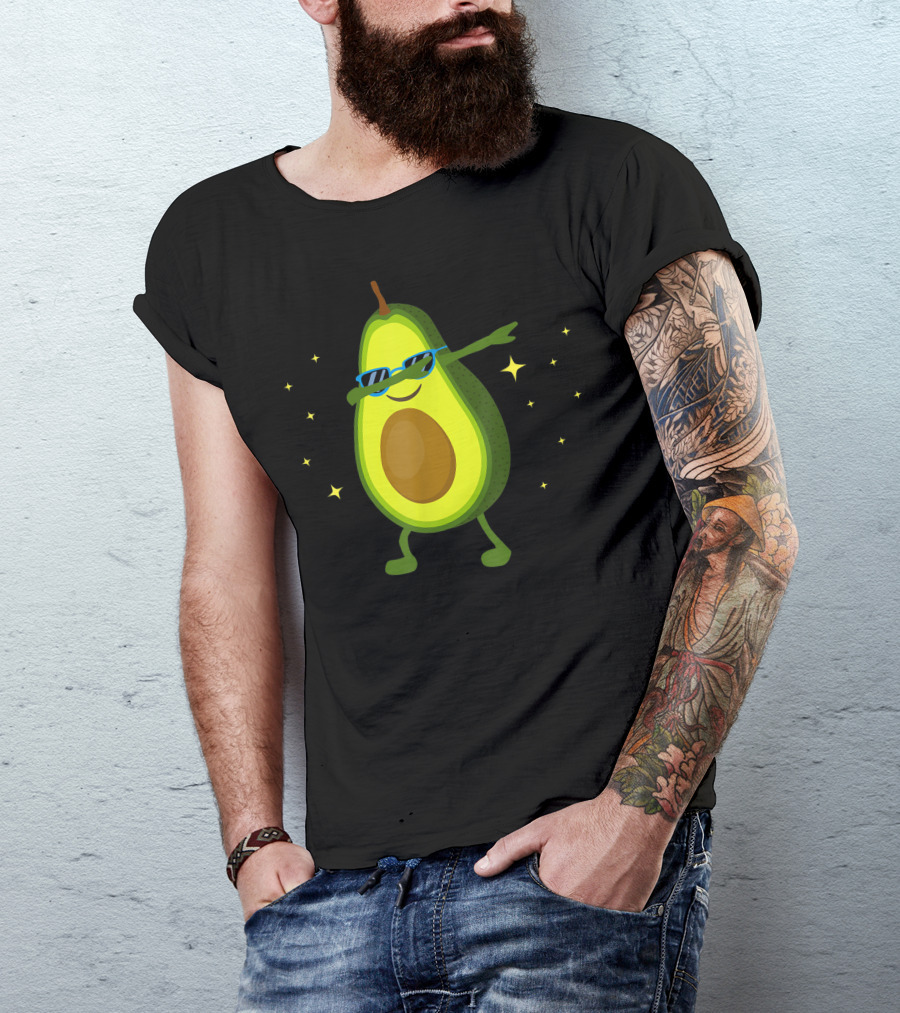 Dabbing Avocado Sunglasses Vegan Stars T-Shirt