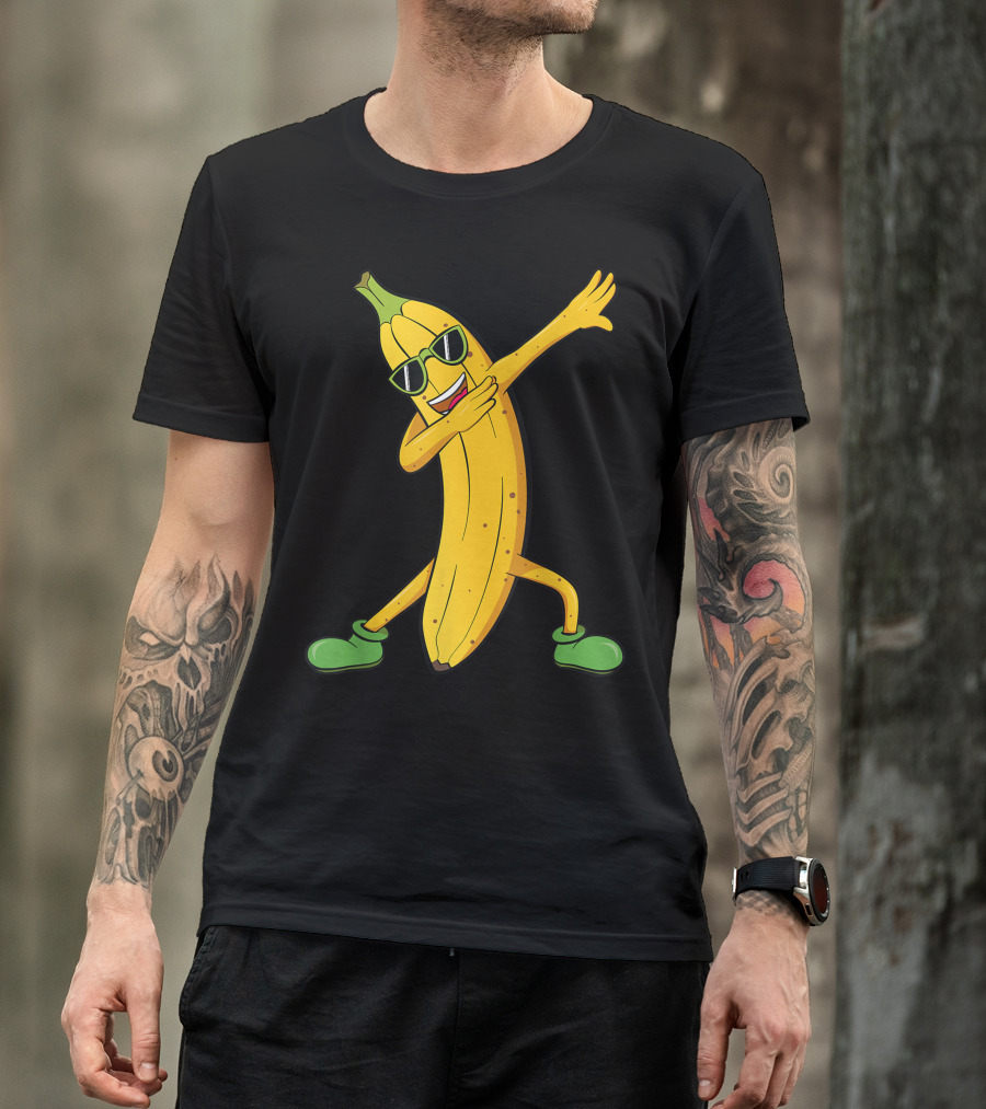 Dabbing Banana Vegan Fruit Lover With Sunglasses And Green Shoes T-Shirt