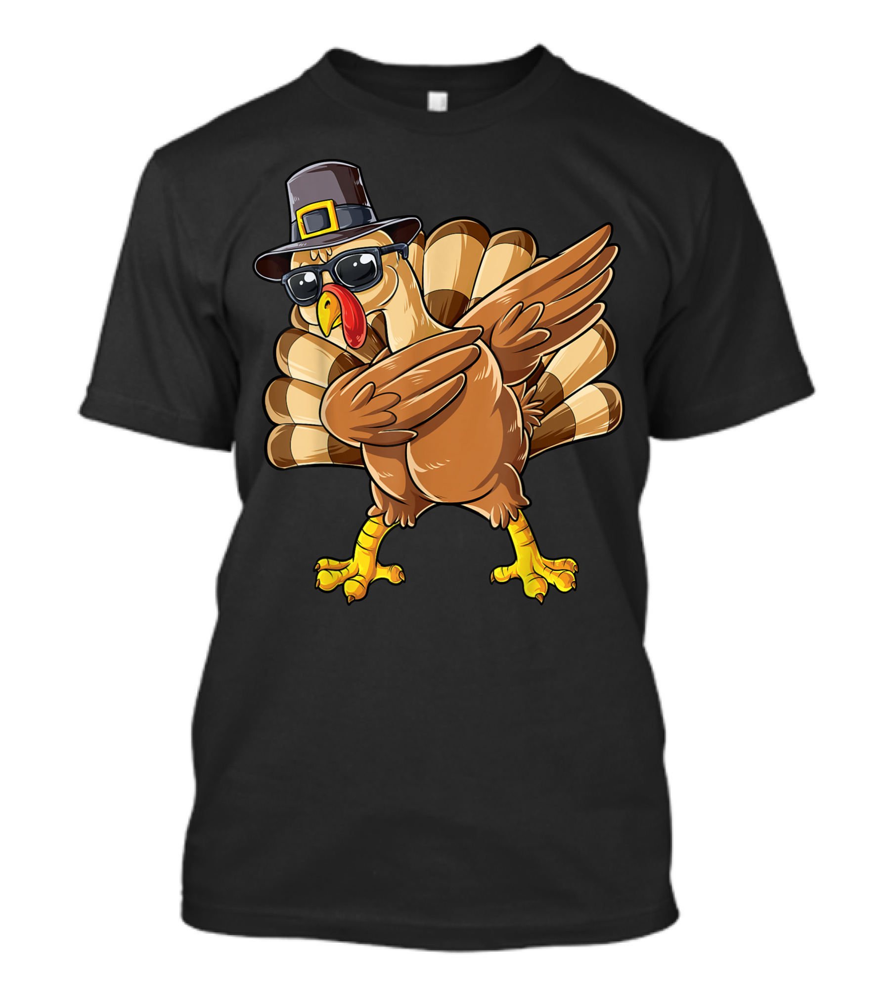 Dabbing Turkey Thanksgiving Day Pilgrim Boys 4D Cool Sunglasses Pilgrim Hat T-Shirt