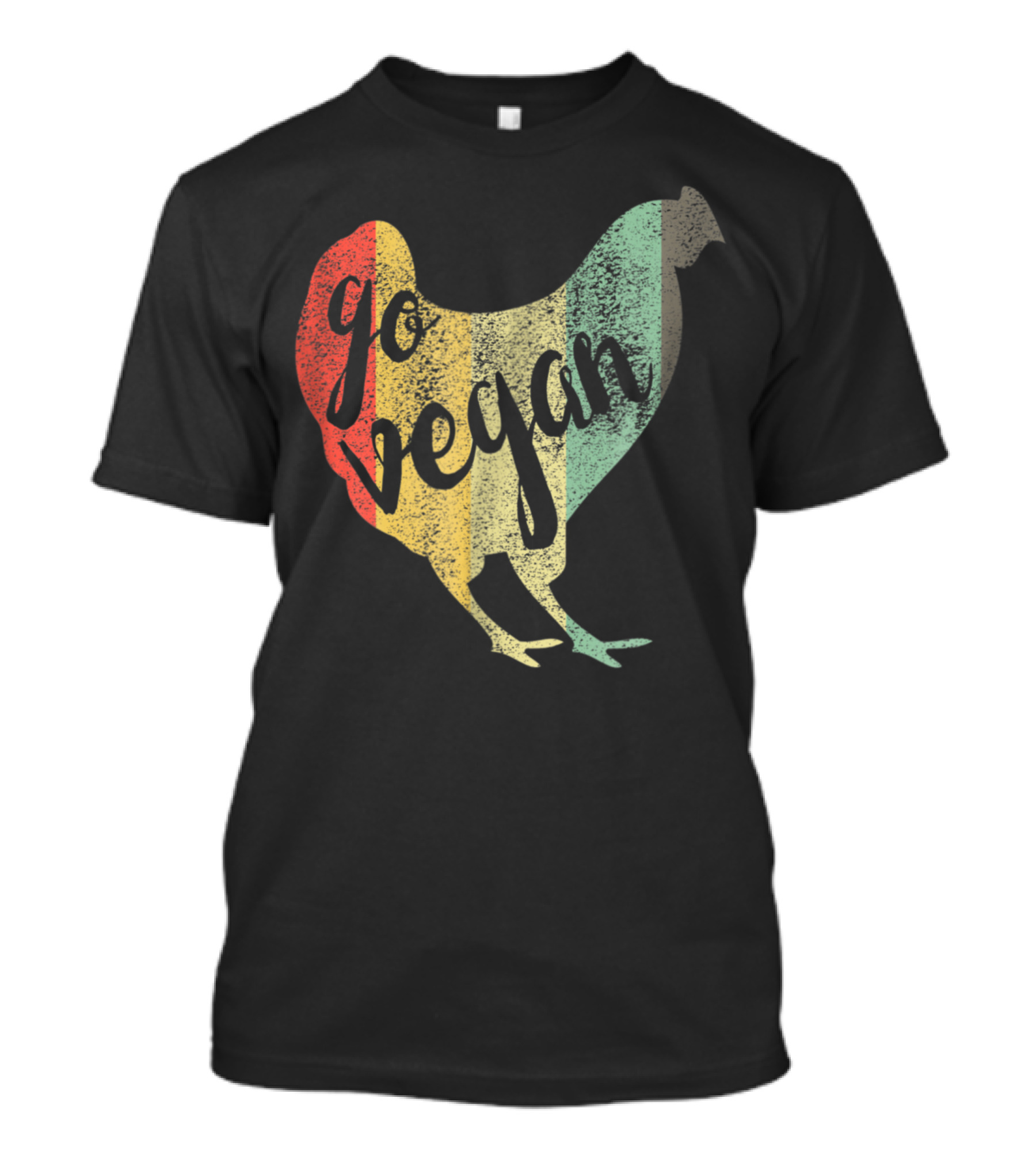 Go Vegan Vintage Chicken Rainbow T-Shirt