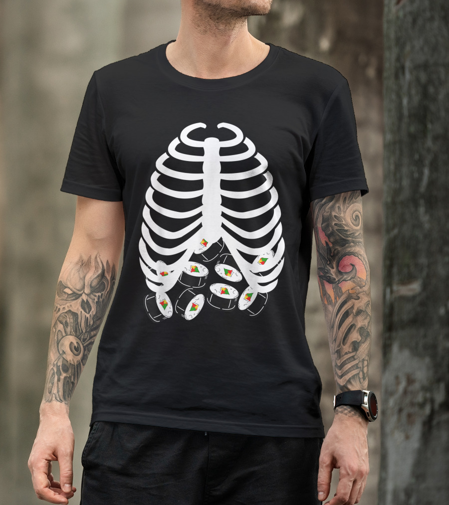 Halloween Skeleton Rib Cage Sushi Costume For Adults Youth Kids T-Shirt